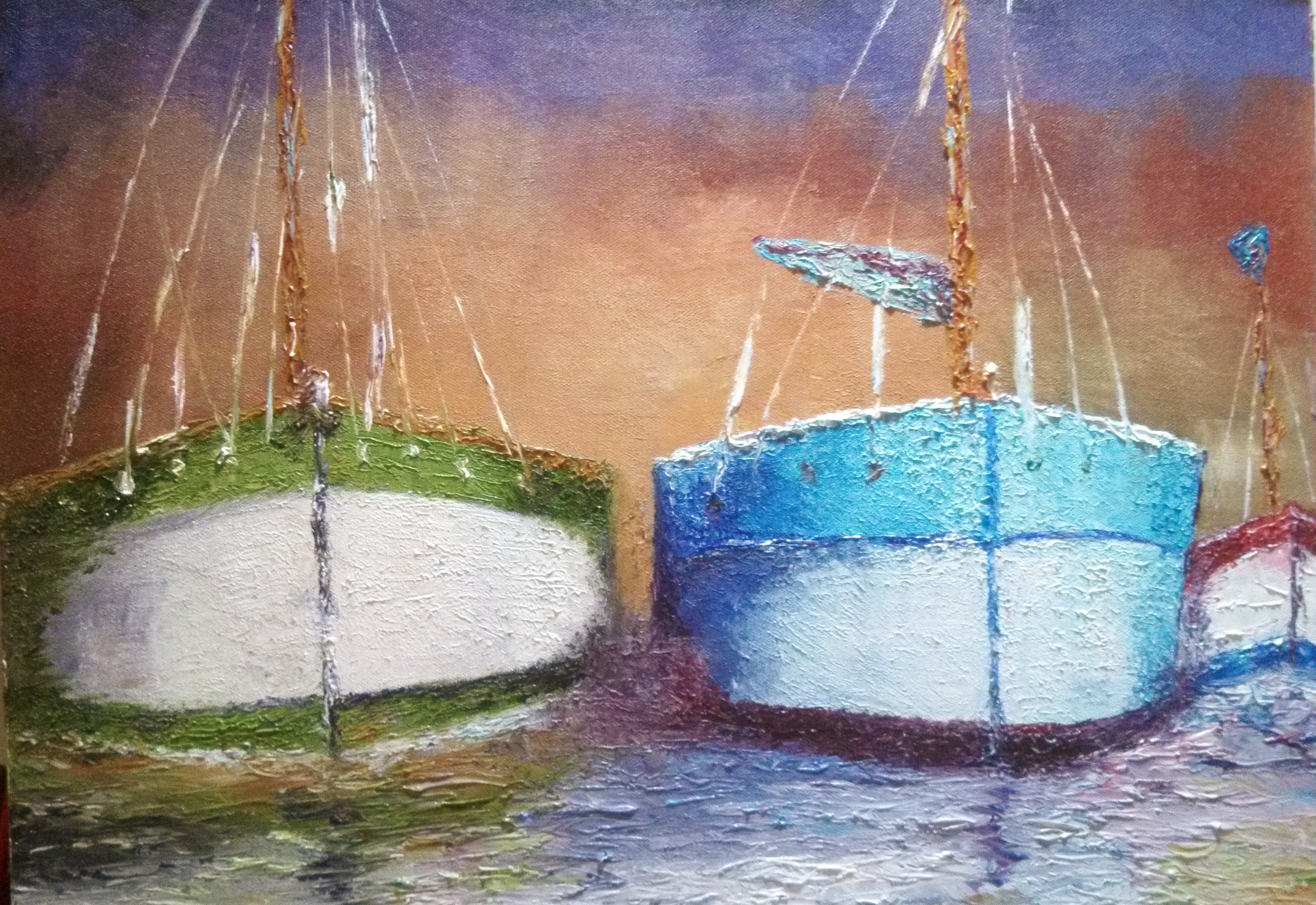 Blue and Green boats